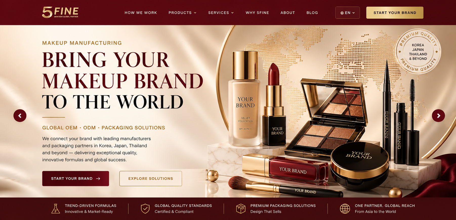 Makeup OEM/ODM private label manufacturing — 5FINE beauty banner