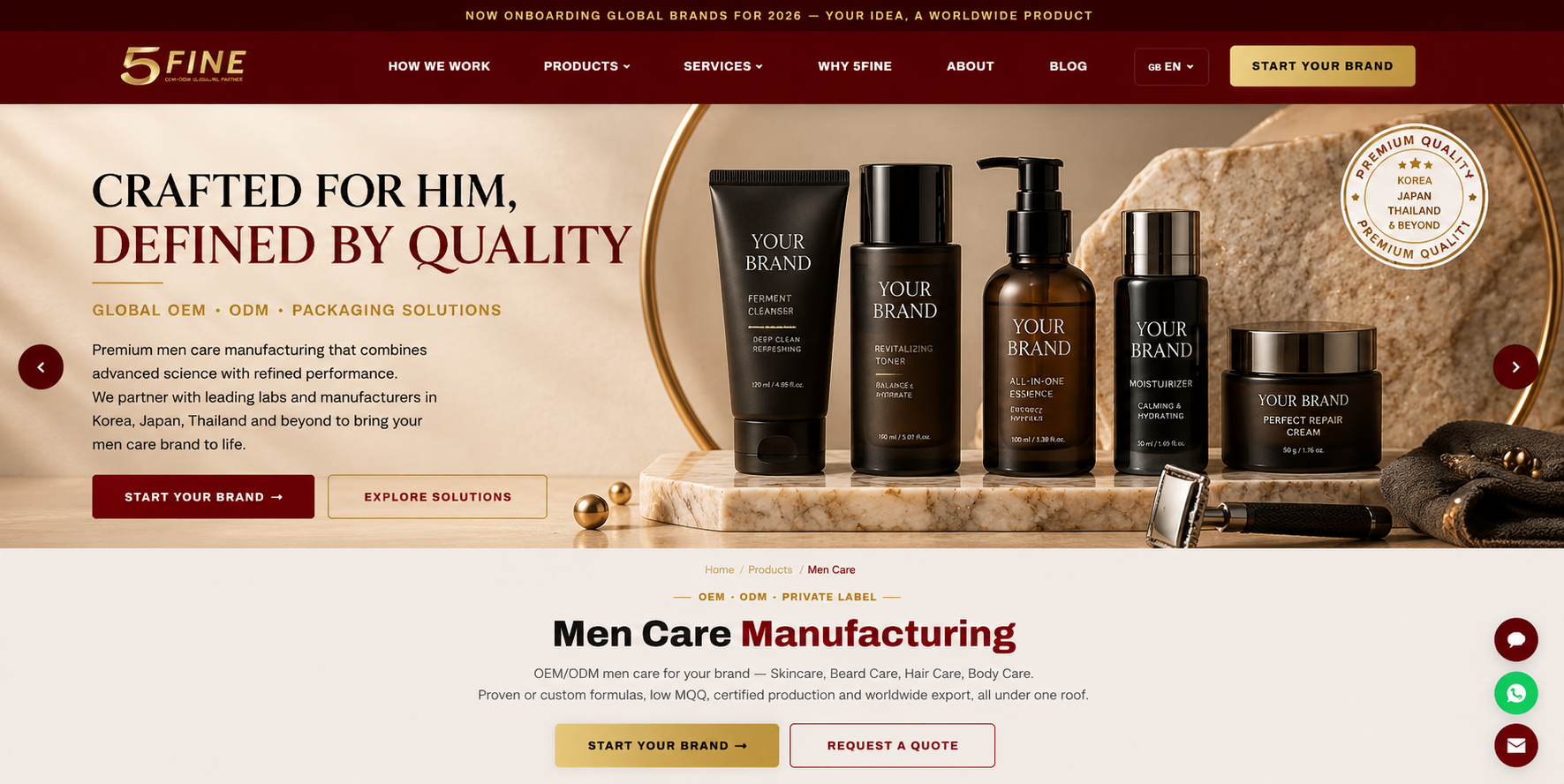 Face Manufacturing — 5FINE OEM/ODM men's care