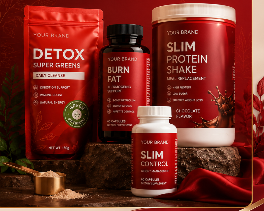 5FINE OEM/ODM dietary supplements — collagen, detox super greens, burn fat, slim protein shake and weight-management capsules produced for your own brand